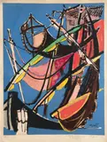 Composition figurative : le voilier by Édouard Pignon, 1955, Lithographie contresignée en bas à droite, sold Jun 2010