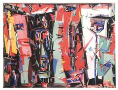 Composition abstraite by Xavier Longobardi, 1953, Collage et gouache sur carton dur, sold Jun 2010