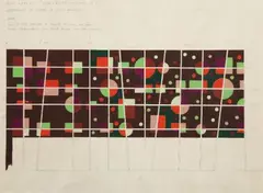 Projet de fresque pour le bar de l'ambassade de France à Saarbrucken by Jean Leppien, Gouache sur papier, sold Jun 2010