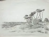 Pins en Bretagne by Lucien Ott, 1899, Crayon gris, sold Jun 2009