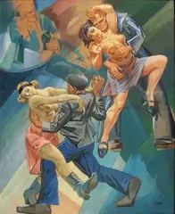 Scène de maison close by Israil Lvovitch Lisak, Gouache, sold Jun 2009