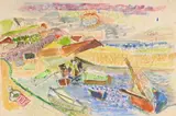 Vue de port by Michel Kikoine, Gouache et aquarelle, sold Nov 2024