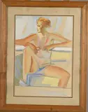L'aviron by Milivoy Uzelac, Gouache sur traits de crayon, sold Nov 2024