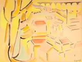 Paysage au viaduc by Jacques Lagrange, Aquarelle, sold Nov 2024