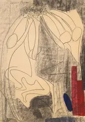 La danse by Suzanne Roger, Fusain et aquarelle, sold Nov 2024