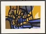 Composition abstraite, Cannes 1958 by Jean Signovert, Gouache signée, sold Nov 2024