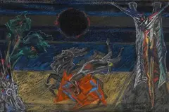 Composition by Jean Bertholle, Pastel, sold Nov 2024