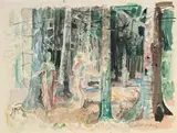 Femmes en forêt by Jean Aujame, 1962, Aquarelle, sold Nov 2024