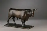 Taureau de combat by Armand Petersen, Bronze à patine brun clair, sold Nov 2024