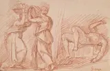 Judith et Holopherne by Jean-Robert Ango, Sanguine, sold Oct 2024