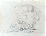 Nu féminin allongé drapé by Jean-Achille Benouville, Crayon noir, sold Oct 2024