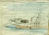 Marine by Félix Ziem, Aquarelle sur traits de crayon noir, sold Oct 2024