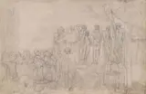 Le marché aux esclaves by Gustave Boulanger, Crayon noir sur papier mi-teinte, sold Oct 2024