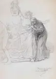 Virgile et Dante by Diogene Ulyssee Napoleon Maillart, Crayon noir, sold Oct 2024