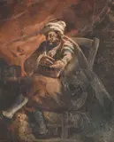 Oriental assis by Nicolas Toussaint Charlet, Aquarelle gouachée et grattages, sold Oct 2024