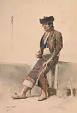 Torero au repos by Jules Worms, Aquarelle sur traits de crayon noir, sold Oct 2024