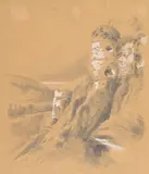 Une vue de l'hôtel de ville de Gand by Jean-Achille Benouville, Crayon noir, sold Oct 2024