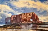 Pêcheurs au pied des falaises by Charles Hoguet, Aquarelle gouachée, sold Oct 2024
