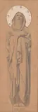 Projet de vitraux avec Job et Joachim by Paul-César Gariot, Crayon noir, estompe et rehauts de gouache blanche sur papier beige, sold Oct 2024