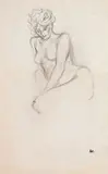 Etude de nu féminin assis by Théophile Steinlen, Crayon noir, sold Oct 2024