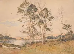 Les Marais de Souypré by Paul Lecomte, Aquarelle sur traits de crayon noir, sold Oct 2024
