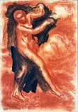 Danseuse by Adolphe Péterelle, Sanguine, estompe et lavis noir, sold Oct 2024
