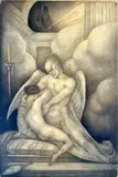In memoriam by Léonard Sarluis, Pierre noire, estompe et rehauts de lavis de sanguine, sold Oct 2024