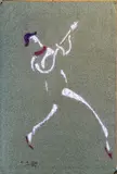 Arlequin jouant de la guitare by Henri Gabriel Ibels, Pastel sur papier bleu, sold Oct 2024