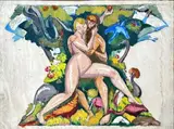 Adam et Eve by Paul Vera, Gouache sur traits de crayon noir, sold Oct 2024