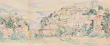 Village de Provence by Jeanne Selmersheim-Desgrange, Aquarelle sur traits de crayon noir, sold Oct 2024