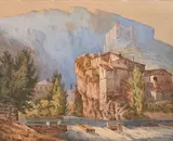 Vue d'un fort dans les Alpes by Joseph Murrard, Aquarelle sur traits de crayon noir, sold Oct 2024