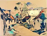 Ruelle d'un village de montagne by Abel Beltram, Aquarelle gouachée, sold Oct 2024