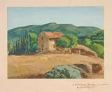 Paysage avec une habitation by Pierre Girieux, Aquarelle gouachée, sold Oct 2024