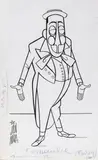 Fernandel (Freddy) by Jan Mara, Encre et rehauts de gouache blanche signée en bas à gauche, sold Oct 2024