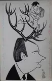 Michel Bouquet, Maurice Ronet, Stéphane Audran by Jan Mara, Encre et gouache blanche signée en bas à droite, sold Oct 2024