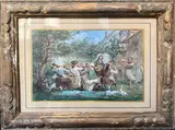 Déjeuner champêtre by Charles Lhuillier, Aquarelle, sold Oct 2024