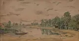 Bateaux sur la Tamise by William Parrott, Aquarelle monogrammée, sold Oct 2024