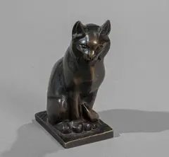 Chat assis by Irénée Rochard, Épreuve en bronze à patine brune nuancée, sold Nov 2024