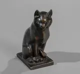 Chat assis by Irénée Rochard, Épreuve en bronze à patine brune nuancée, sold Nov 2024