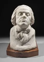 Beethoven by Léopold Renard, Marbre sculpté, taille directe, avec son socle quadrangulaire en bois vernissé, sold Nov 2024