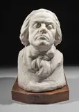 Beethoven by Léopold Renard, Marbre sculpté, taille directe, avec son socle quadrangulaire en bois vernissé, sold Nov 2024