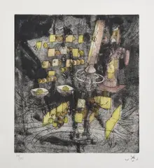 Devoir dans le hasard by Roberto Matta, 1973, Lithographie en couleurs sur papier d'Arches, sold Nov 2024