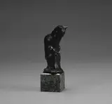 Chat assis sur un rocher by Théophile Steinlen, Épreuve en bronze à patine brune nuancée sans marque, ni cachet de fondeur, sur socle cubi, sold Nov 2024