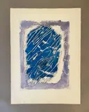 Sans titre ou Écriture sur fond bleu by Jean Fautrier, 1963, Eau-forte, aquatinte et gaufrage, sold Nov 2024