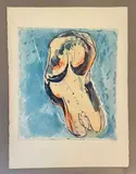 Sans titre ou Nu fond bleu by Jean Fautrier, 1955, Eau-forte, aquatinte et lavis, sold Nov 2024