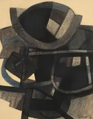 Dessin n°1938 by Maurice Estève, 1972, Fusain et crayon bleu, sold Nov 2024