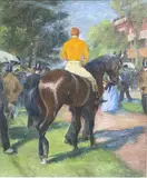 Jockey by Gaston Guignard, Pastel signé en bas à droite Dim, sold Mar 2022