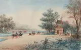 Calèches dans un parc by Émile Henry, Aquarelle sur papier, sold Mar 2022