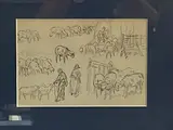 Etude de moutons et bergers by Félix Brissot de Warville, Crayon sur papier Dim, sold Jan 2022