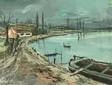 Saint Mammès, Le Loing le soir by L. P. Robert Lavoine, Aquarelle et gouache sur papier, sold Jan 2022